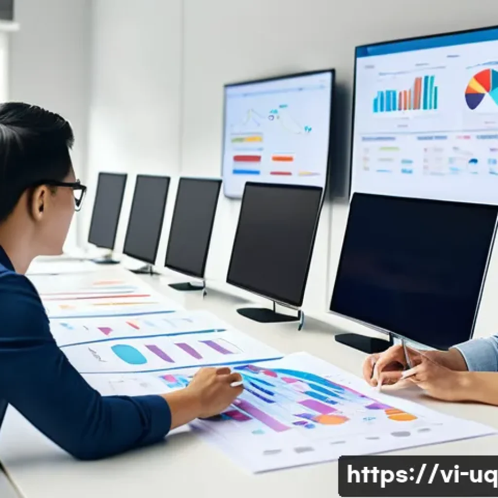 고객 여정 맵핑의 심리적 효과 - A detailed professional scene of a Vietnamese digital marketing team analyzing customer journey maps...