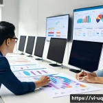 Home 22 고객 여정 맵핑의 심리적 효과 - A detailed professional scene of a Vietnamese digital marketing team analyzing customer journey maps...