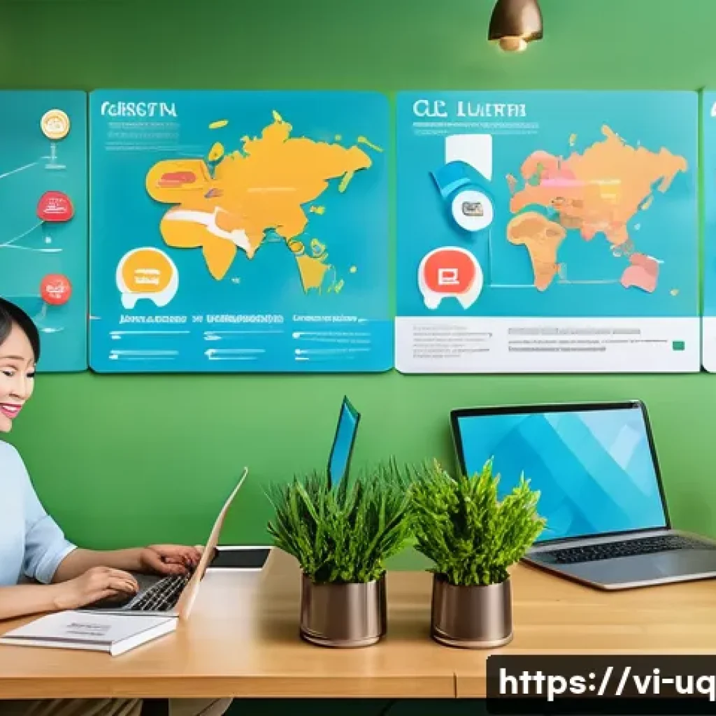 고객 여정 맵을 활용한 마케팅 전략 - A detailed, vibrant digital illustration of a Vietnamese customer journey map displayed on a modern ...