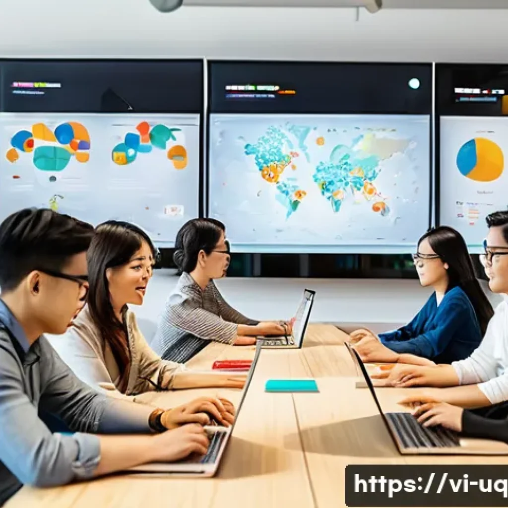 고객 여정 맵을 활용한 맞춤형 마케팅 - A modern Vietnamese marketing team in a bright, open office space, analyzing detailed customer journ...