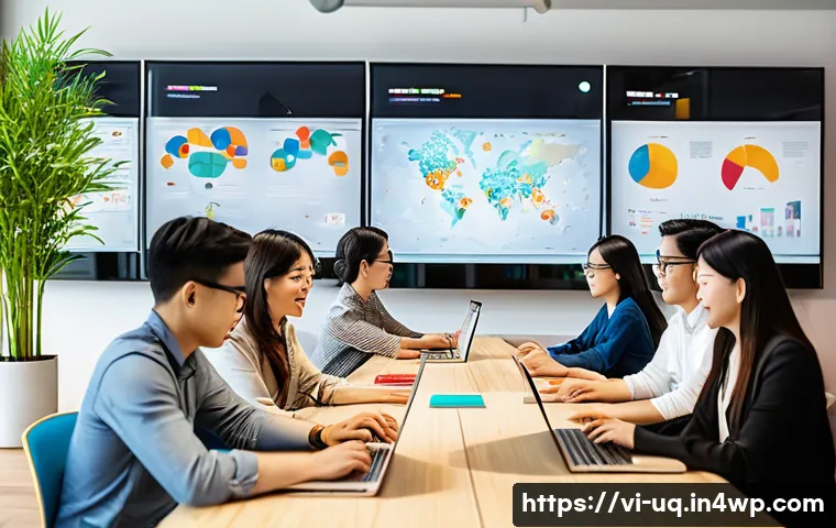 고객 여정 맵을 활용한 맞춤형 마케팅 - A modern Vietnamese marketing team in a bright, open office space, analyzing detailed customer journ...